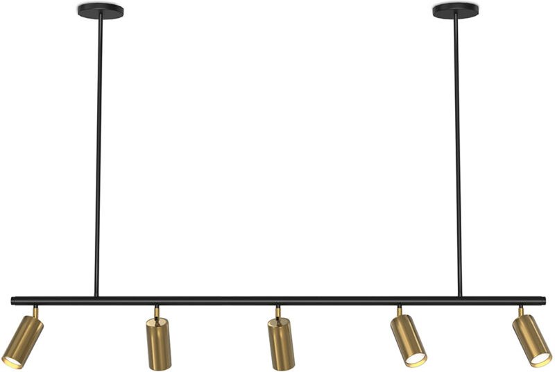 Hängeleuchte – Schiene mit 5 einstellbaren goldfarbenen Spots – 110 cm Gold