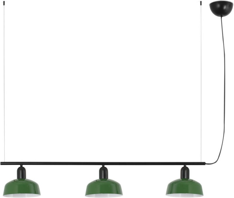 Faro Tatawin Kleine Balken-Pendel-Deckenleuchte Schwarz, Grün glänzend 3x E27