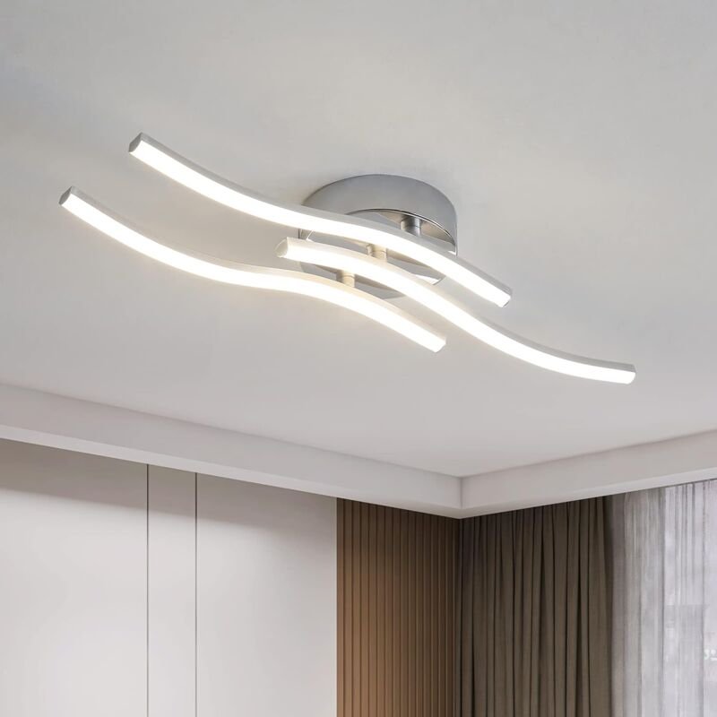 Comely - Silberner LED-Deckenleuchte, Integrierte Beleuchtung in Wellenform, led 18W 220V IP20, Moderne Deckenlampe für ...