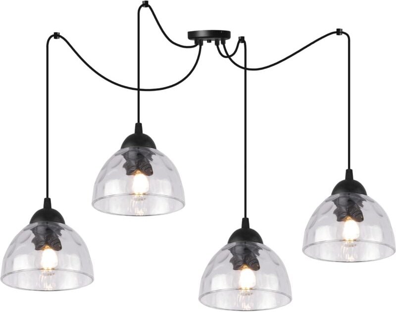 Venice Spider Hängelampe 4 Flache, Klar Lampenschirme E27