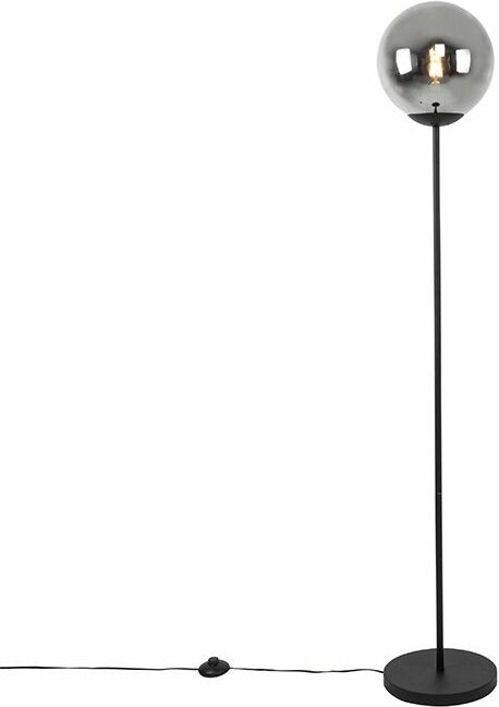 Art Deco Stehleuchte schwarz mit Rauchglas - Pallon Mezzi