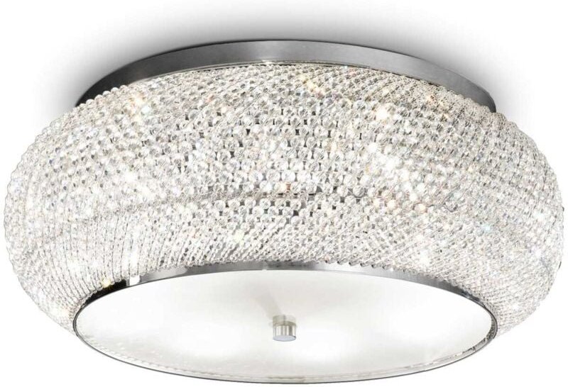 Ideal Lux Pasha' - 10 Light Ceiling Flush Light Chrom, Kristall, E14