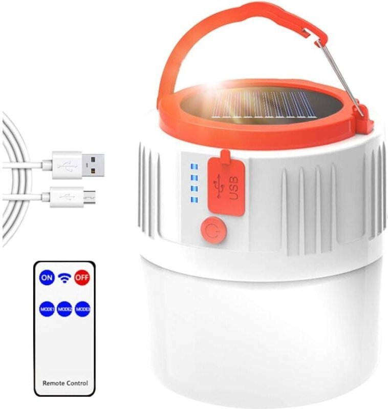 Thumbnail - LED-Campinglaterne, tragbares Notlicht, IP45, regenfest, batteriebetrieben, solarbetrieben, zum Aufhängen, Taschenlampe,...