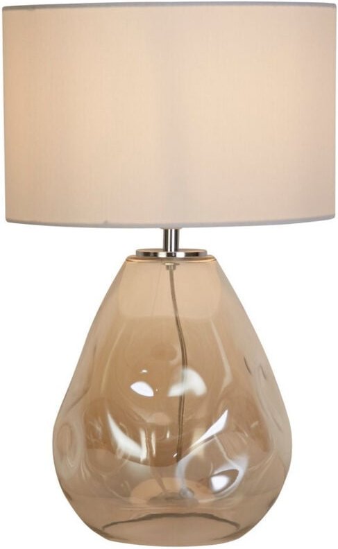 Searchlight Twist 1-flammige Tischlampe, Keramik mit Leinenschirm