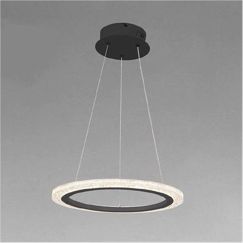 Trade Shop - 24 watt led pendelleuchte circle ring kristall effekt schwarz 31906 -