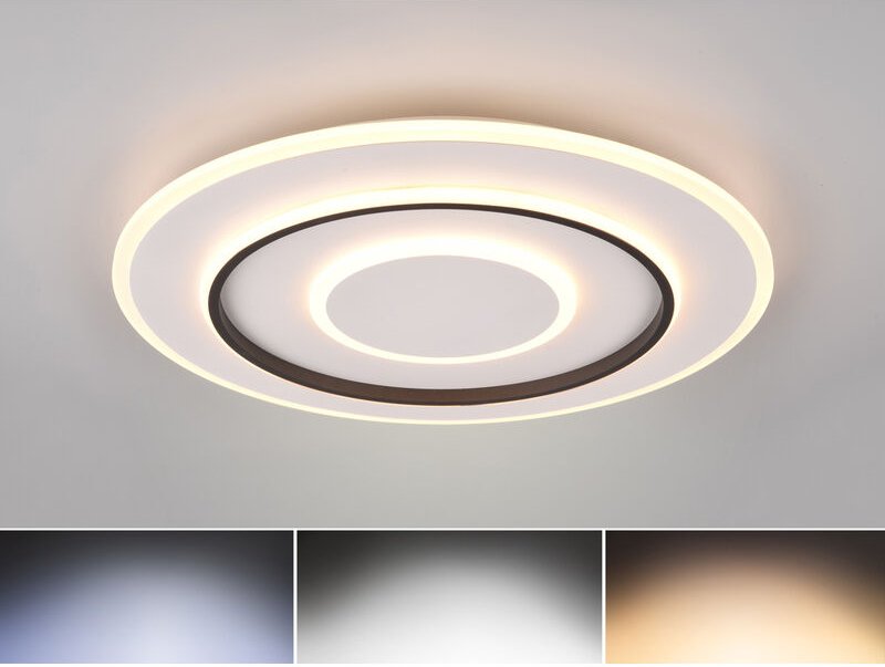 Reality Leuchten - Flache led Deckenleuchte jora Weiß mit Fernbedienung dimmbar, ø 60cm
