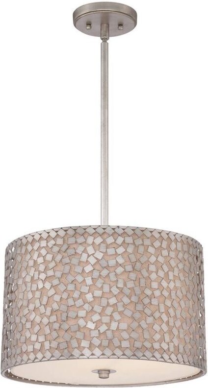 Hängeleuchte Pendellampe Deckenleuchte Metall Leinen Silber Esszimmerlampe