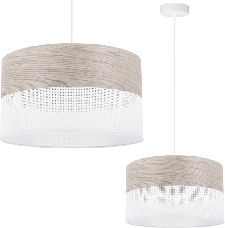 Einzelne Hängelampe, Lampenschirm aus weißem Eichenfurnier, 35 cm