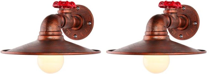 2Pcs Industrie Wandleuchte Schmiedeeisen Kreative Retro Metall Wandlampe Wohnzimmer Küche Roter Rost