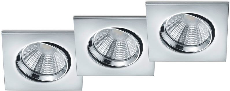 Led Deckeneinbaustrahler pamir eckig 3er Set schwenkbar dimmbar Chrom glänzend