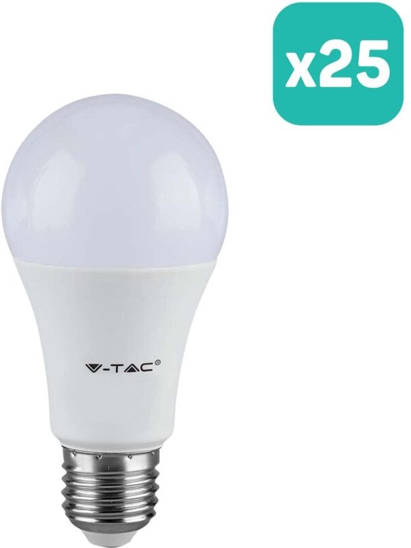 V-TAC LED-Glühbirne GLS - E27-Fassung - IP20 - Weiß - 8,5W - 806 Lumen - 6500K - 25er-Pack