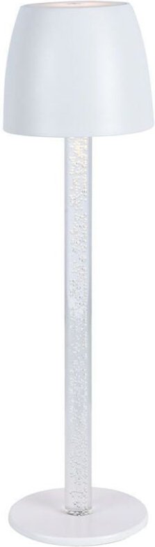 V-TAC 3W LED-Tischlampe, Weiß und Transparent, wiederaufladbar, Touch-dimmbar, Warmweiß