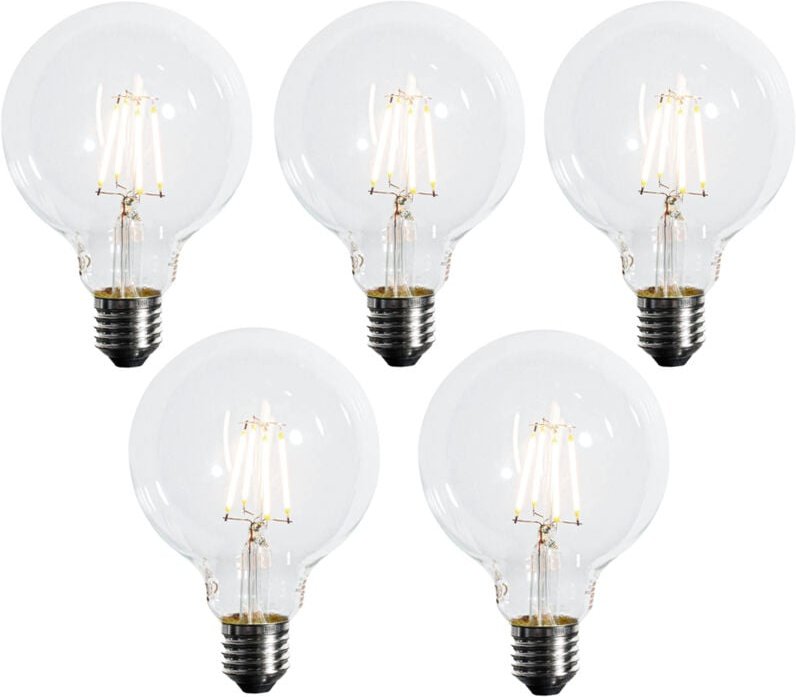 Luedd - 5er-Set E27 Dimmbare LED-Glühbirne G95 5W 450 lm 2700K