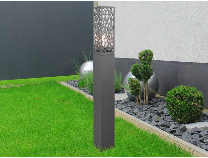 LED Wegeleuchte eckig Edelstahl in Anthrazit, Höhe 100cm, IP44