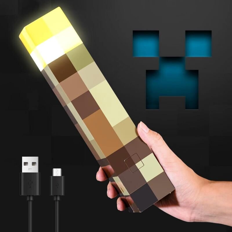 Pixels Brownstone Taschenlampe, geeignet zur Wandmontage oder als Handlampe, USB-aufladbar, mit sanfter Dimmfunktion, 28...