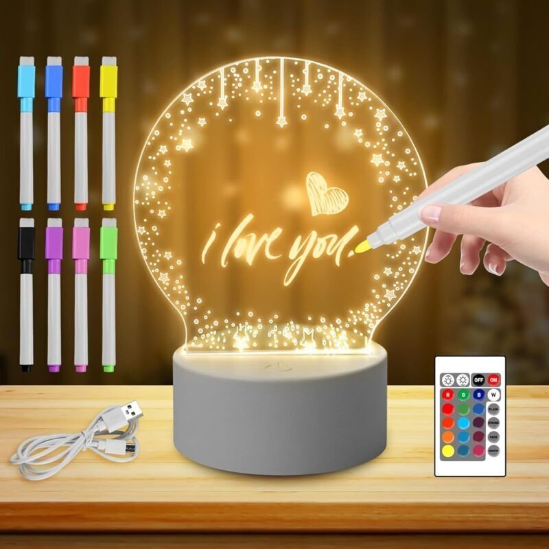 Thumbnail - Ymyny - LED-Nachtlicht aus Acryl, kreative DIY-LED-Lampe mit Fernbedienung und löschbarem Stift, personalisiertes Baby-N...