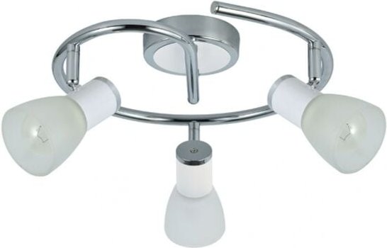 AKUNADECOR Runde Deckenleuchte De 3 verstellbare Strahler Modell Cholo Weiß/Chrom