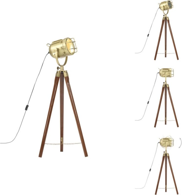 Stehleuchte Dreibein Massivholz Mango 97 cm - Stehlampe - Vintage Lampe - Holzhilfe - Wohnzimmer Deko - Industrielampen