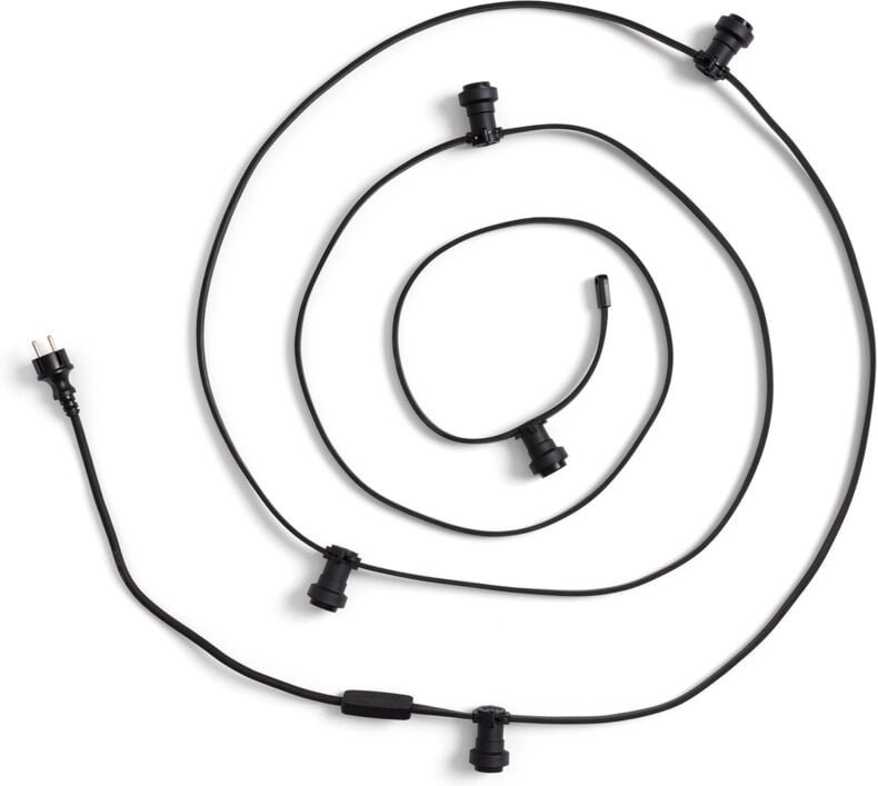 Girlande für den Außenbereich IP44 Flaches Kabel mit Fassung E27 nach Maß Schwarz 10 m