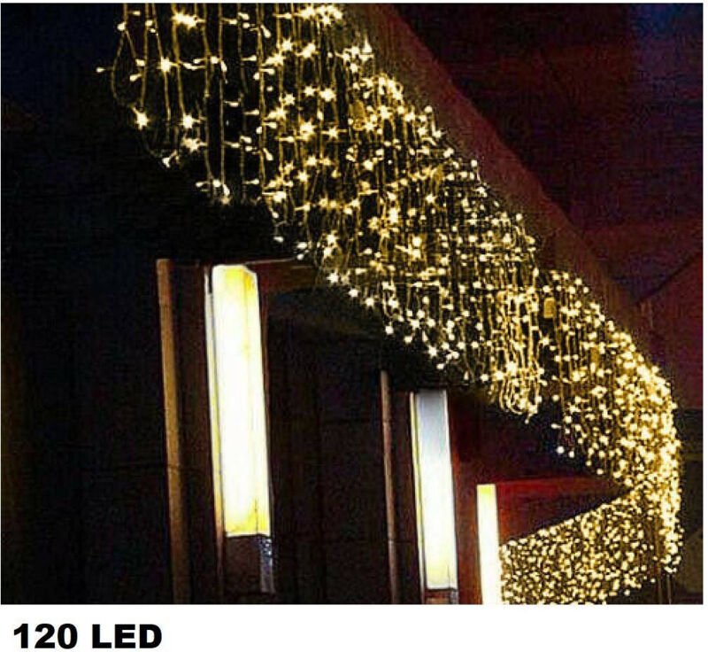 Trade Shop Traesio - Trade Shop - Weihnachtslichtervorhang led Außenbeleuchtung 120 led 3 m x 0,75 cm Warmweiß -