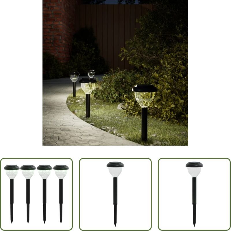 vidaXL Außenbeleuchtung - Solar-Wegbeleuchtung mit Erdspießen 4 Stk. Warmweiß & RGB