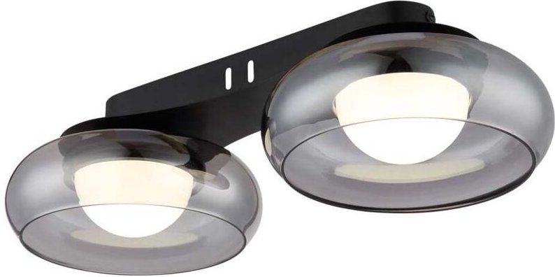 Deckenleuchte Deckenlampe Wohnzimmerlampe Metall schwarz matt Glas LED L 45 cm