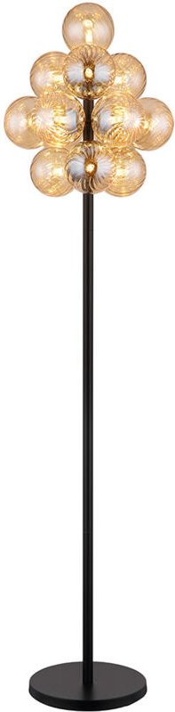Stehleuchte Stehlampe Wohnzimmerlampe schwarz Glaskugel 13 flammig amber h 160cm