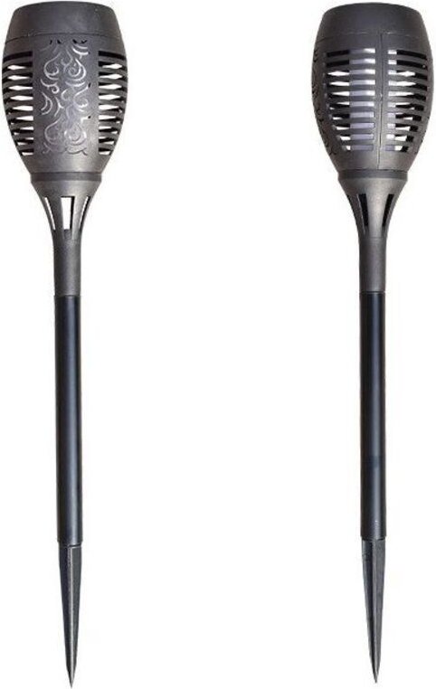 Solar-Gartenleuchten, 2er-Set, IP65, schwarz