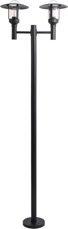 Außenlaterne Schwarz aus Aluminium 2 Flammig 2 Lampen Mastleuchte Stehleuchte Außenleuchte Gartenlaterne Outdoor Moderne...