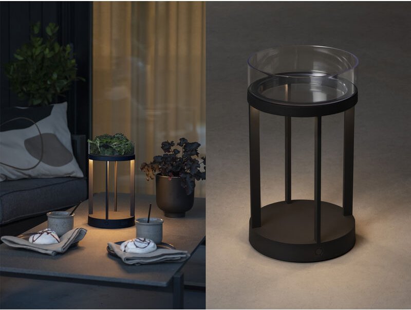 Konstsmide Lighting - led Outdoor Tischlaterne chieti per usb aufladbar, Schwarz Höhe 25cm