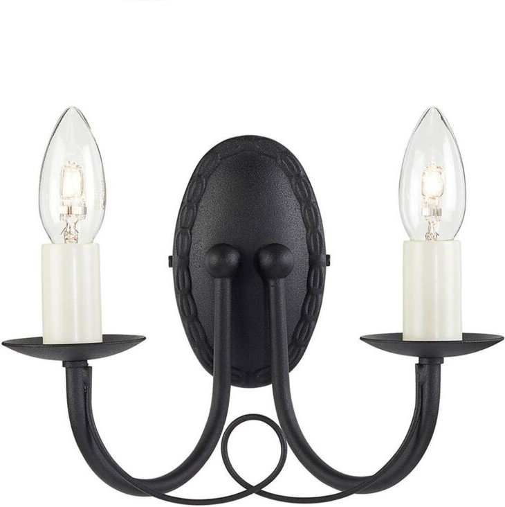 Minster - 2 Light Indoor Candle Wandleuchte Schwarz, E14 - Elstead