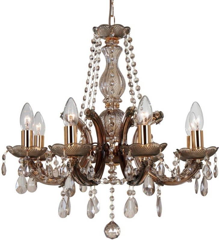 Inspired Gabrielle Kronleuchter aus Acryl und Glaströpfchen, 8-flammig, E14, Nerz-Finish