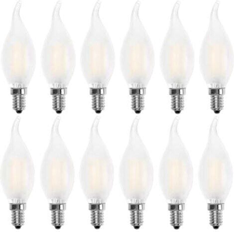 Lablanc - E14 Flammen-LED-Glühbirne, Kerzenform, Warmweiß 2700 k, 4 w Glühlampe, entspricht 40 w, 400 lm, 12er-Pack [Ene...