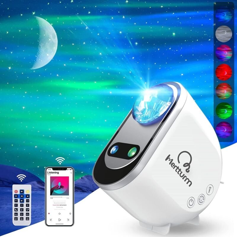 Sternenhimmel-Projektor, MERTTURM Galaxie-Projektor-Nachtlicht für Kinder mit Bluetooth-Lautsprecher, LED-Sternenprojekt...