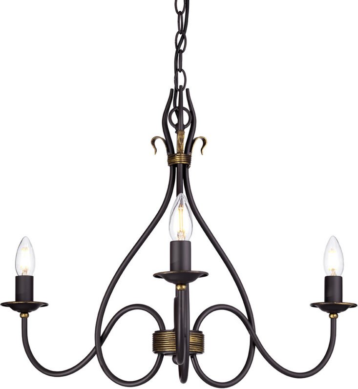 Elstead Windermere - Multi Arm Chandelier 3 Light Rust, Gold Finish - Farben nicht enthalten, E14