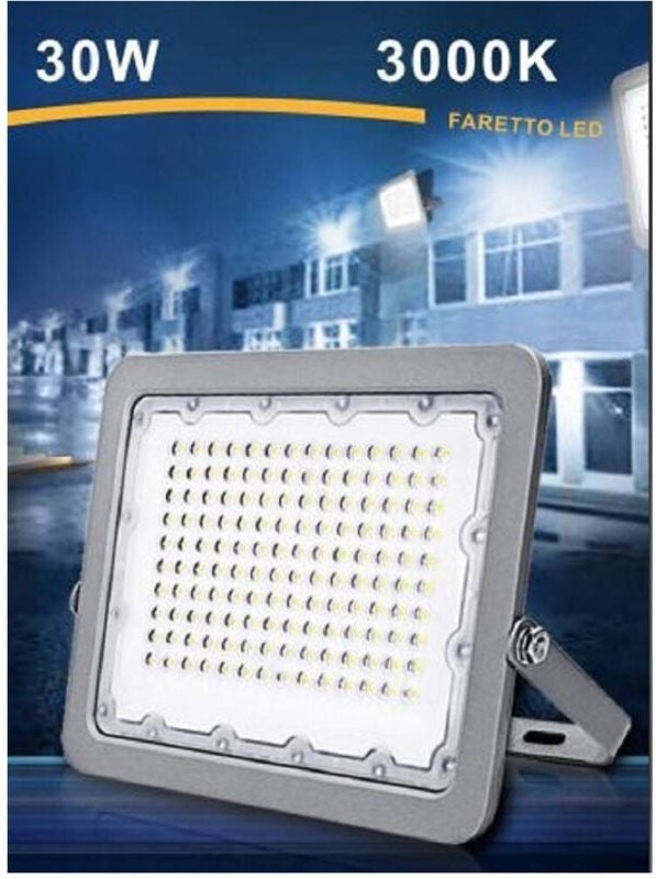Thumbnail - Trade Shop Traesio - Trade Shop - LED-Lichtprojektor für den Außenbereich, Grau, 30 w, IP65, Lichtfarbe: 6500 k, 4000 k,...