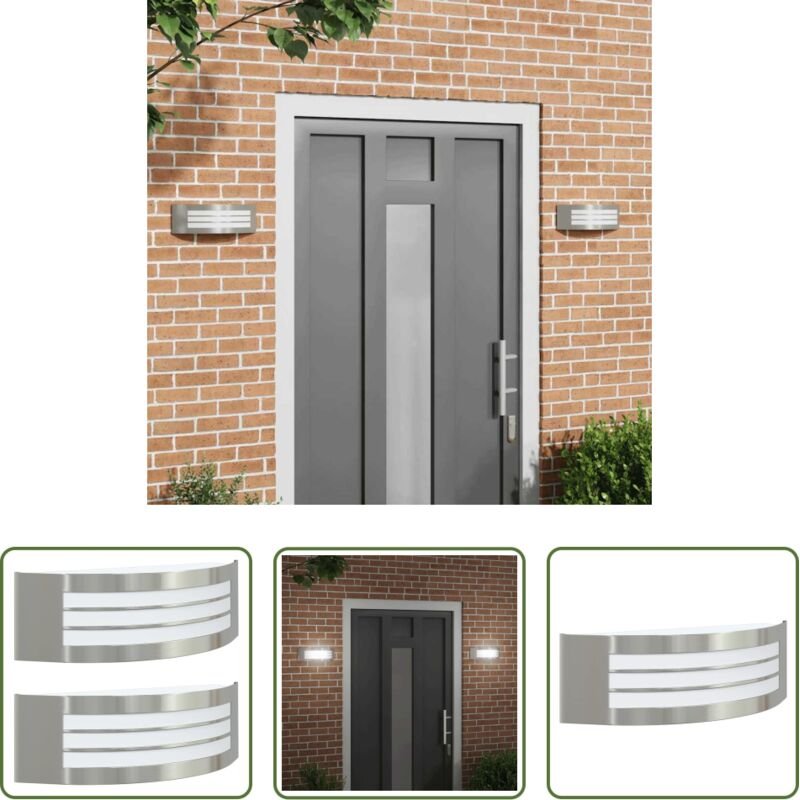 Außenbeleuchtung - Außenwandleuchte 2 pcs Silber 32 x 10 x 10 cm