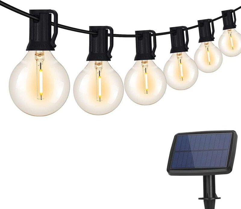 Solar-Lichterkette für draußen, 7,6 m, G40 led, 12+1 Glühbirnen, 4 Beleuchtungsmodi, IP65 wasserdicht, Solar-Lichterkett...