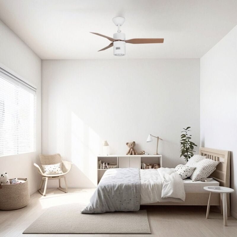 Ventyly - original mini Deckenventilator weiß/eiche mit Luftreiniger Ø90 cm