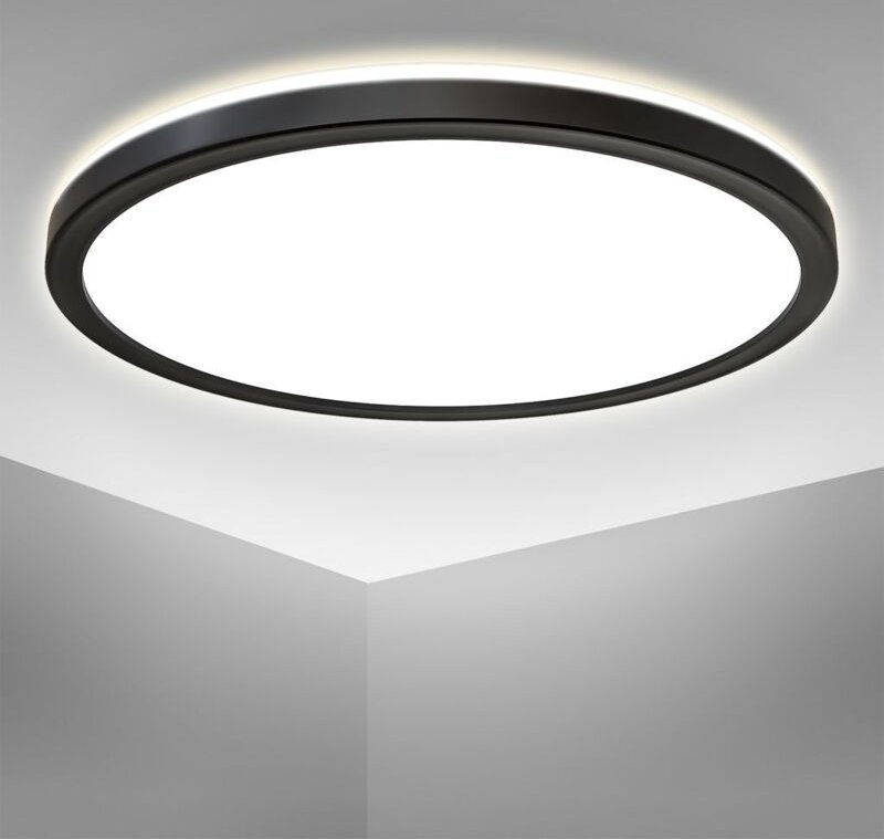 LED Panel Ø29,3 cm - 18W, 2400lm, flach, backlight, neutralweiß, schwarz