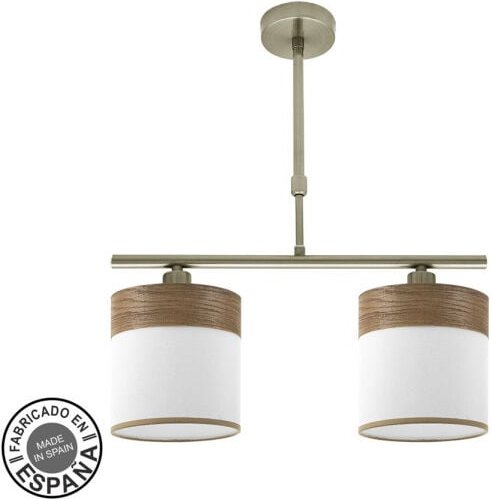 Cloe Lampe 2xe14 Leder/Weiß-Holz Dunkel Regx43x14 cm - Fabrilamp