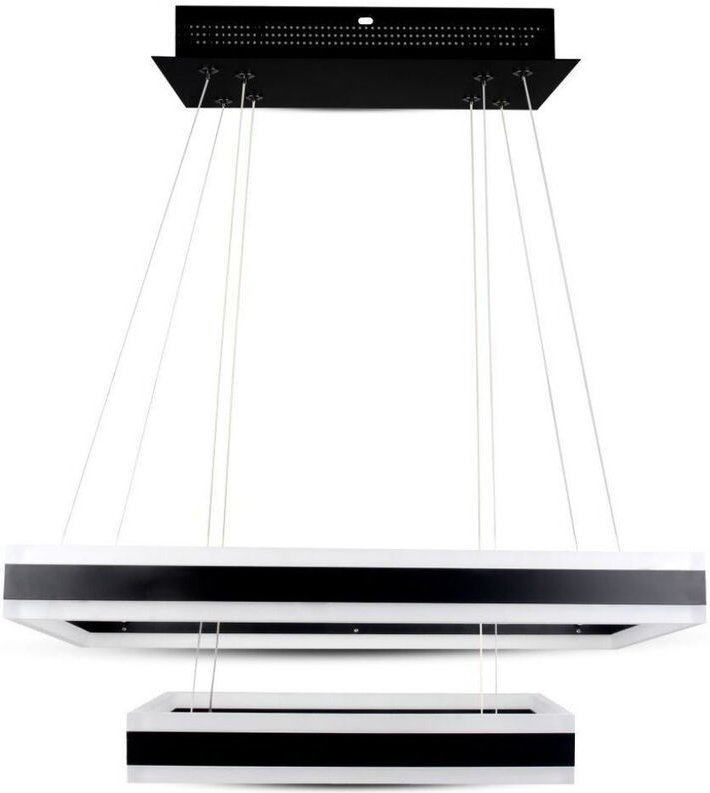 V-TAC 113W LED Pendelleuchte mit 2 Rechtecken, Schwarzes Metall, Warmweiß, Dimmbar