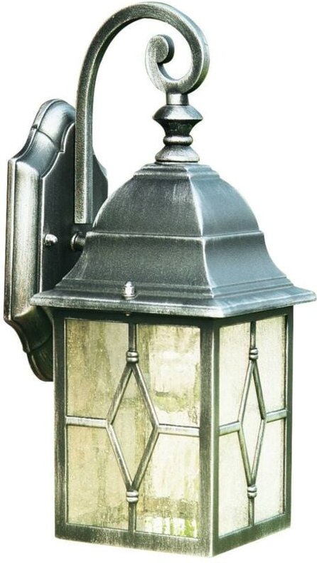 Eglo - Searchlight Genoa - 1 leichte Gartenwandlaterne im Freien Schwarz Silber mit Bleiglas, E27