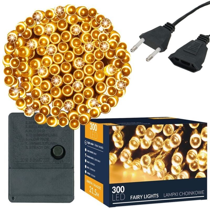 WEIHNACHTSLICHTER 300 LED 22m AUSSEN/INNEN für den Weihnachtsbaum WARMWEISS FESTLICH