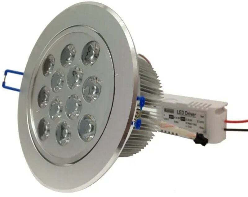 Vtizikl Faretto 12 Led 12w Ad Incasso Orientabile Spot Luce A Molla Con Alette Driver - -Bianco Freddo -
