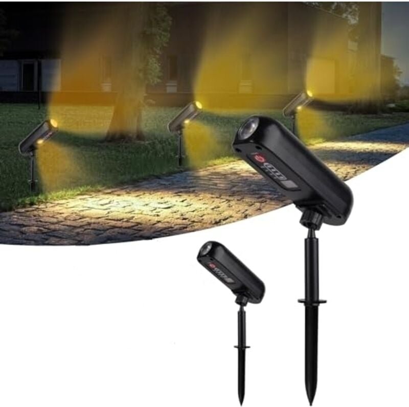 2 Stück Gartenstrahler Solar, 3000K Solarlampen für Außen, LED Strahler Solar mit IP65 Wasserdicht, 2 Beleuchtungsmodi D...
