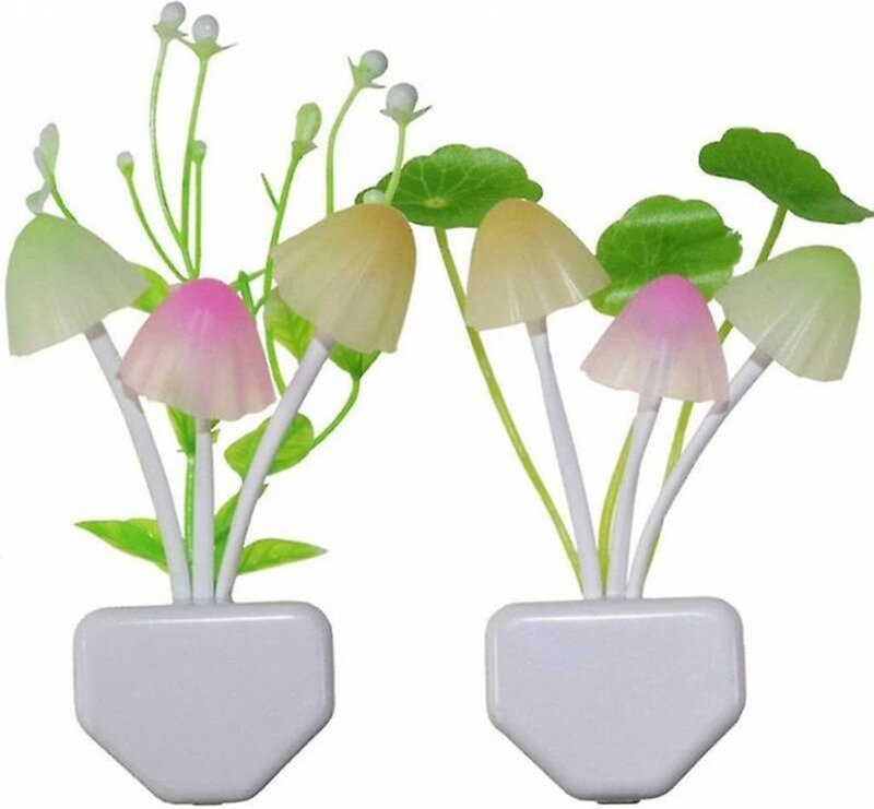 2 Stück Pilz-LED-Nachtlicht, Wandleuchte mit 7-Farben-Dimm-Sensor, Plug-in Licht für Kinder & Erwachsene