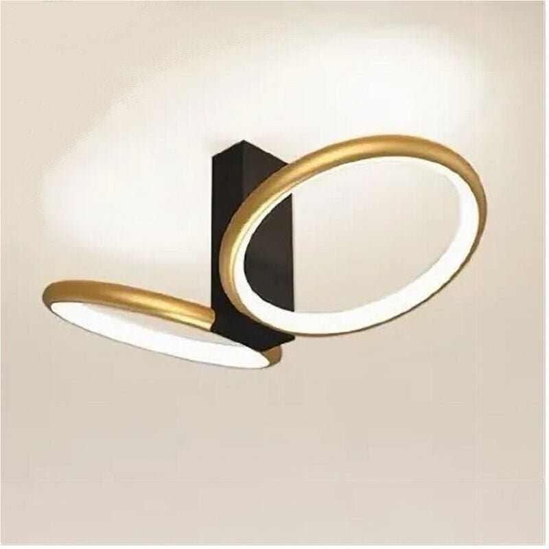 Thumbnail - Trade Shop - LED Deckenleuchte 22W 2 Kreise Gold Moderne Doppelring Deckenlampe 50544 -