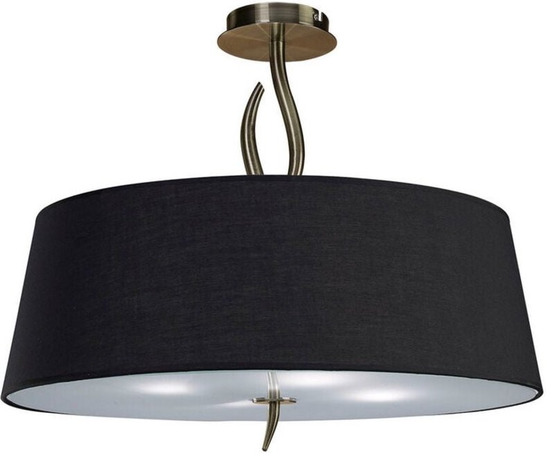 Inspired Mantra Fusion Ninette Ninette Semi Flush 4 Light E27, antikes Messing mit schwarzem Schirm