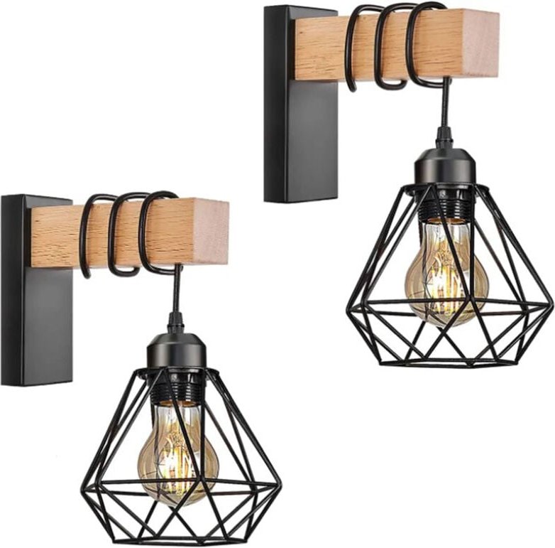 2 Stücke Haloyo Wandstrahler Industrial Retro Lampe Wandspot,Ohne Leuchtmittel,Schwarz
